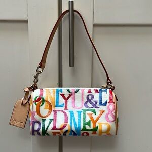 Multicolor Dooney & Bourke purse with rainbow zipper.